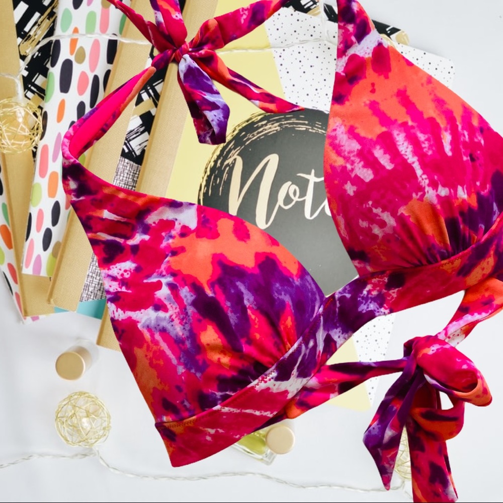 VS tie dye triangle halter top bikini M